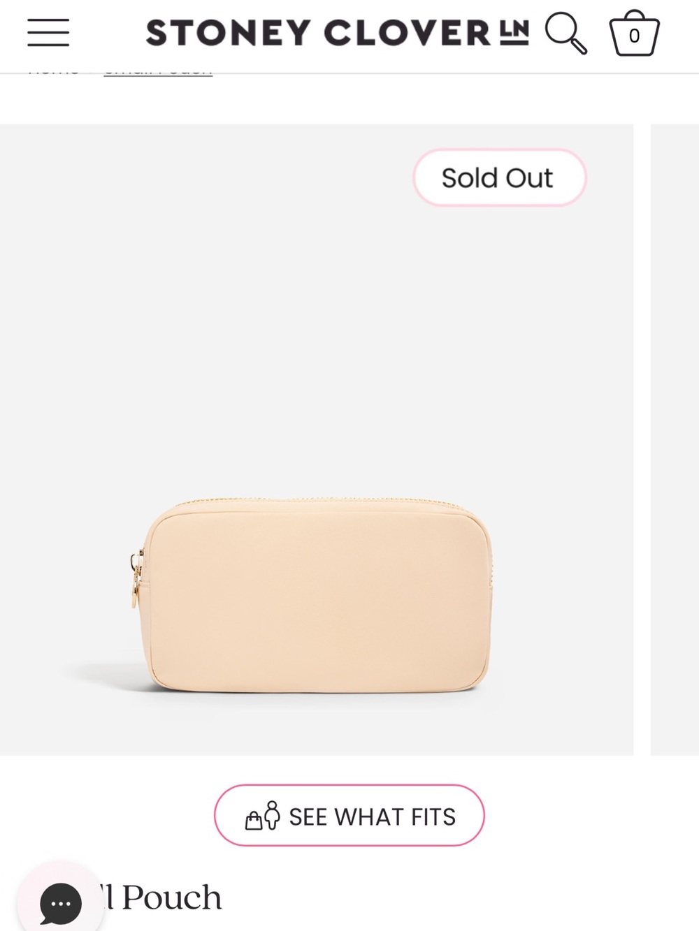 Stoney Clover Lane Creamy Beige Zip Cosmetic Pouch with Gold Hardware